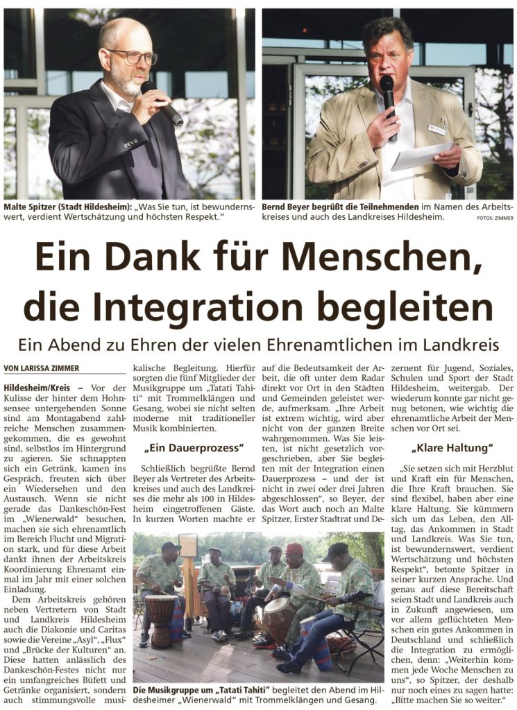 Presseartikel zum Ehrenamt-Dankesfest am 25.08.2025 im Wienerwald, Hildesheim.