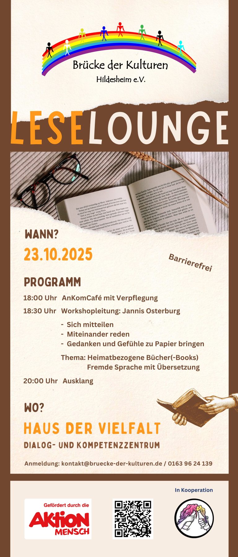 Flyer zur Veranstaltung am 23.10.2025 vom Projekt Leselounge