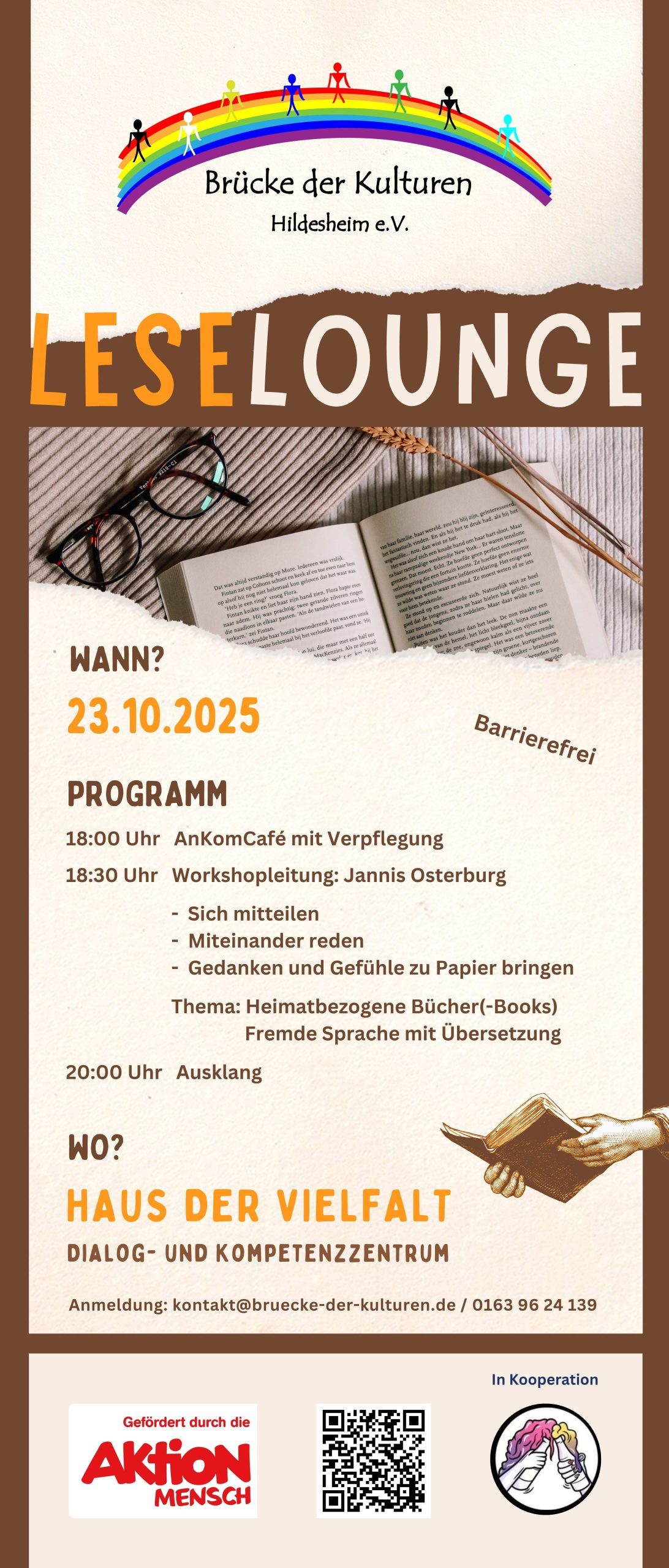 Flyer zur Veranstaltung am 23.10.2025 vom Projekt Leselounge
