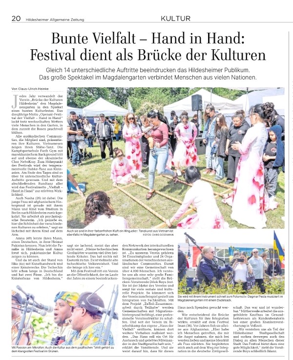 Presseartikel der HiAZ zum Festival der Kulturen am 14.06.2026.