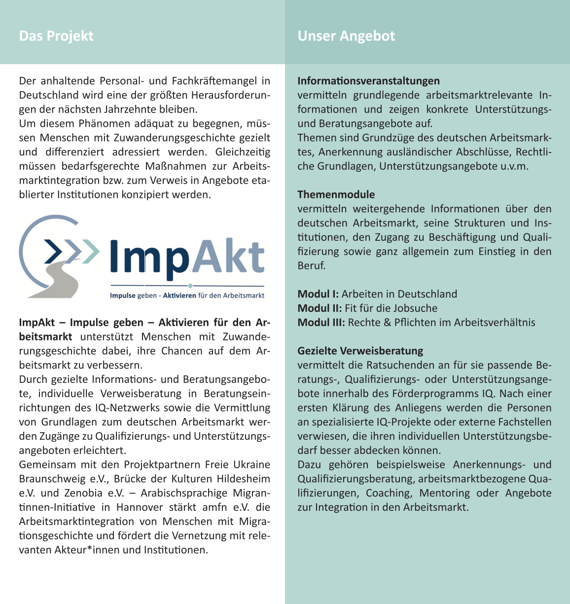 Flyer zum Projekt ImpAkt