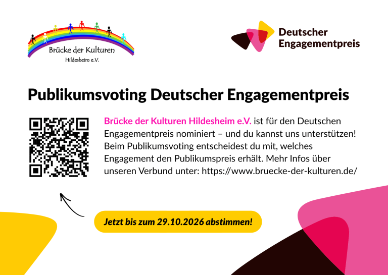 Vote f&uuml;r Br&uuml;cke der Kulturen in HIldesheim e.V. beim Deuten Engagementpreis 2026